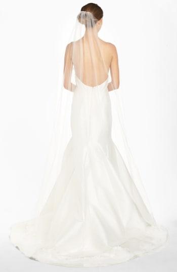 Women's Katie May 'lizzie' Chantilly Lace Trim Cathedral Veil, Size - Ivory