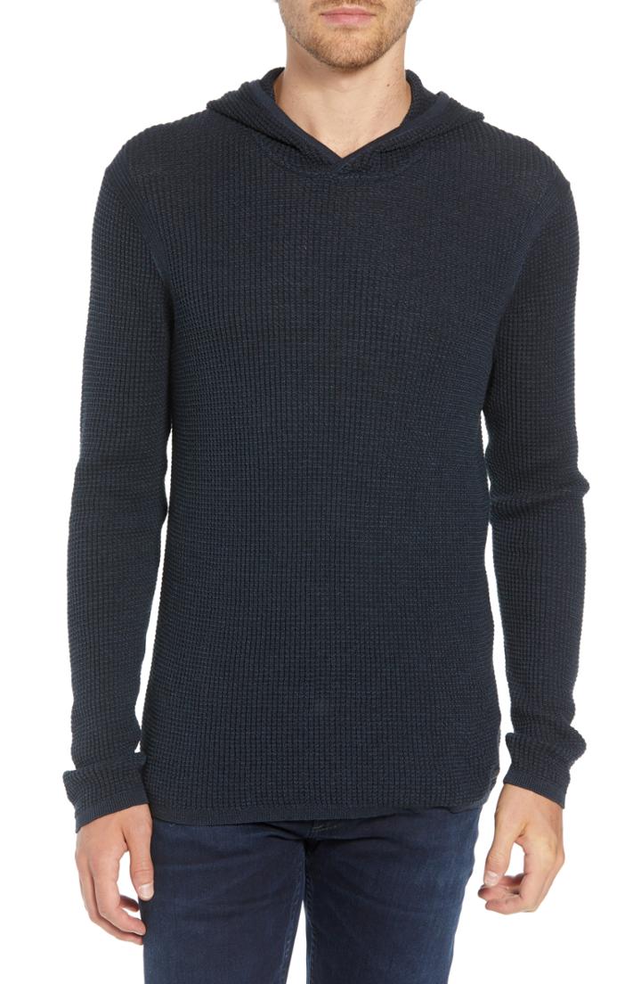 Men's John Varvatos Star Usa Thermal Hooded Sweater, Size - Blue