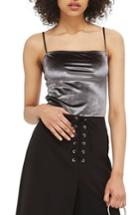Women's Topshop Square Neck Velvet Bodysuit Us (fits Like 0) - Grey