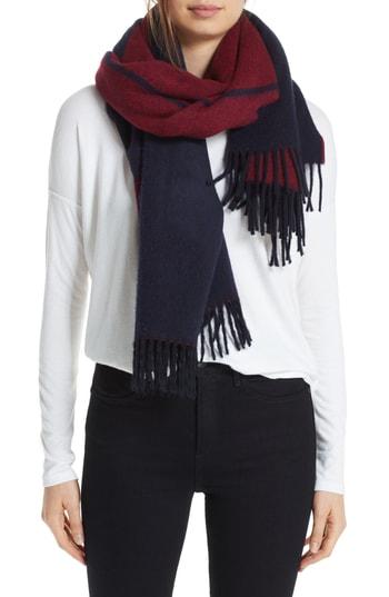 Women's Rag & Bone Graphic Wool Scarf, Size - Blue