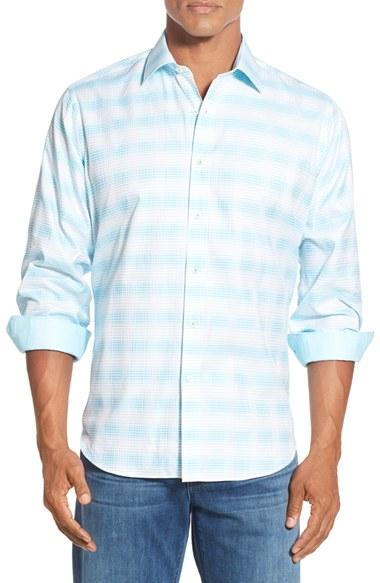 Men's Bugatchi Classic Fit Ombre Sport Shirt, Size - Blue