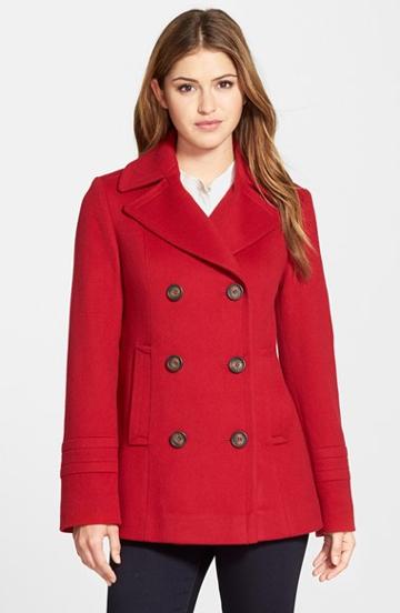 Women's Fleurette Wool Peacoat - Red