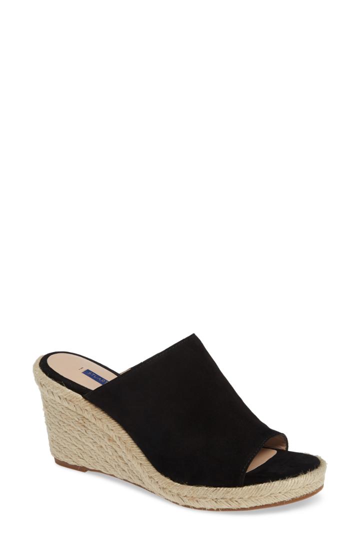 Women's Stuart Weitzman Marabella Slide Espadrille Sandal M - Black