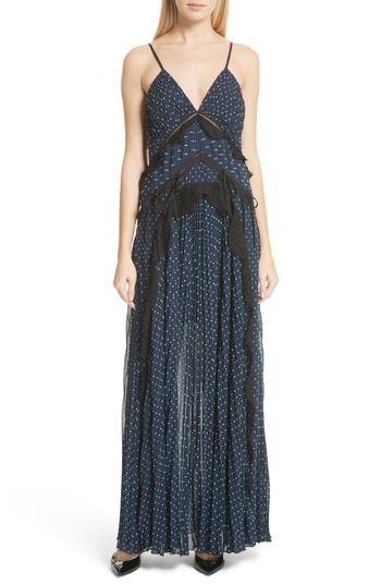 Women's Self-portrait Plumetis Maxi Dress - Blue