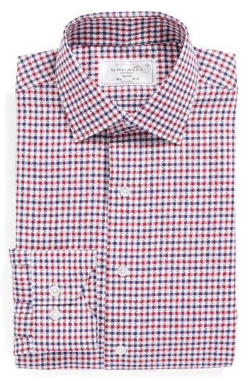 Men's Lorenzo Uomo Trim Fit Check Dress Shirt 34 - Red