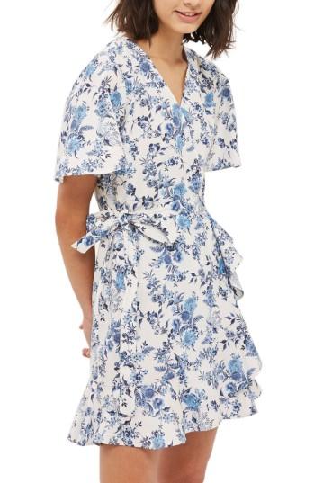 Women's Topshop China Toile Wrap Dress Us (fits Like 0) - Ivory