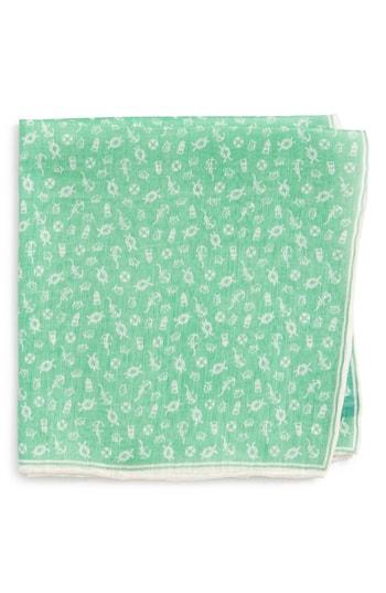 Men's Southern Tide Maritime Skipjack Cotton & Silk Pocket Square, Size - Green