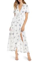 Women's Floral Print Corset Waist Maxi Dress - Ivory