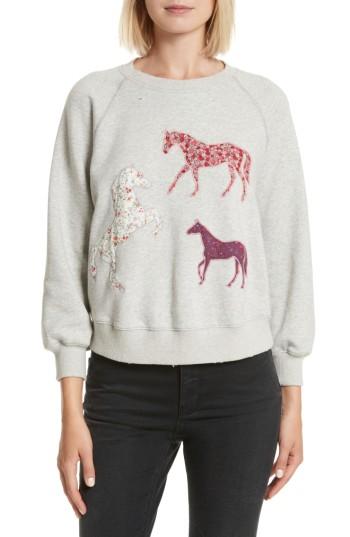Women's La Vie Rebecca Taylor Applique Fleece Sweatshirt - Grey
