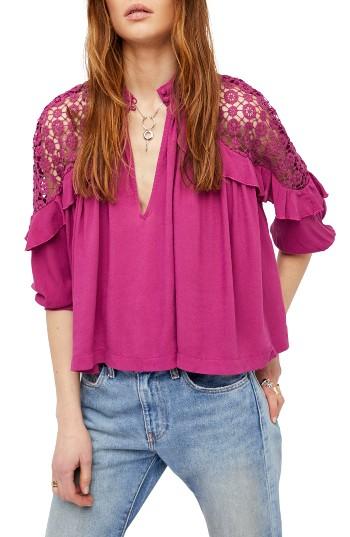 Women's Free People Little Bit Of Love Top - Burgundy