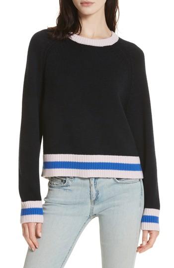 Women's Rag & Bone/jean Hattie Crewneck Merino Wool Sweater, Size - Blue