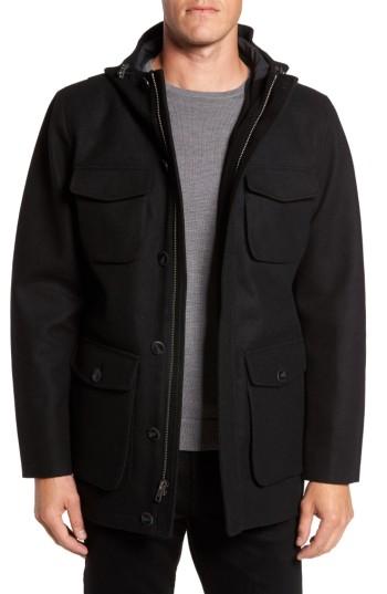 Men's Vince Camuto Hooded Jacket With Removable Bib - Black