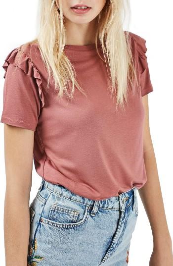 Women's Topshop Frill Sleeve Tee Us (fits Like 6-8) - Pink