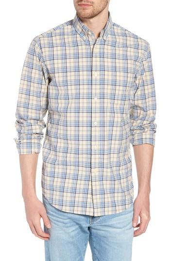 Men's J.crew Slim Fit Stretch Secret Wash Plaid Sport Shirt - Blue
