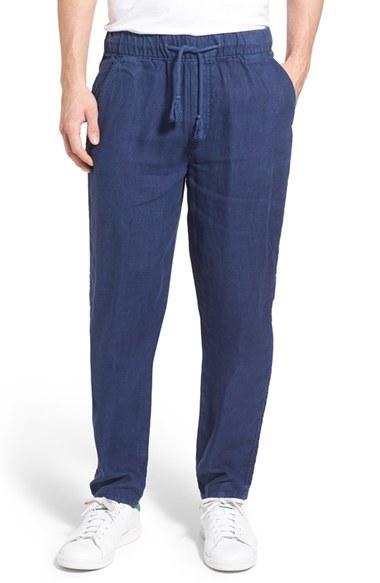 Men's Original Paperbacks 'san Juan' Drawstring Linen Pants - Blue