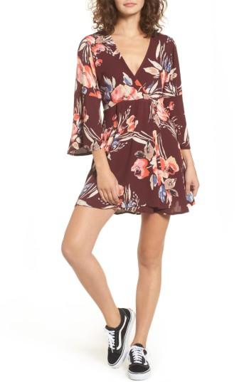 Women's Billabong Divine Floral Print Dress - Burgundy