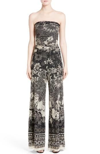 Women's Fuzzi Strapless Batik Print Jumpsuit