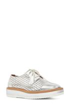 Women's Nine West Verwin Perforated Cap Toe Derby M - Metallic