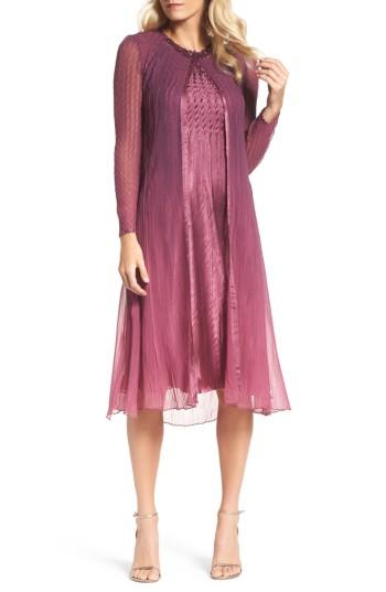 Women's Komarov Charmeuse & Chiffon A-line Dress With Jacket - Red