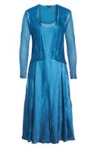 Women's Komarov Lace & Charmeuse Dress With Jacket - Blue