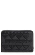 Women's Marc Jacobs Embossed Heart Compact Leather Wallet - Black