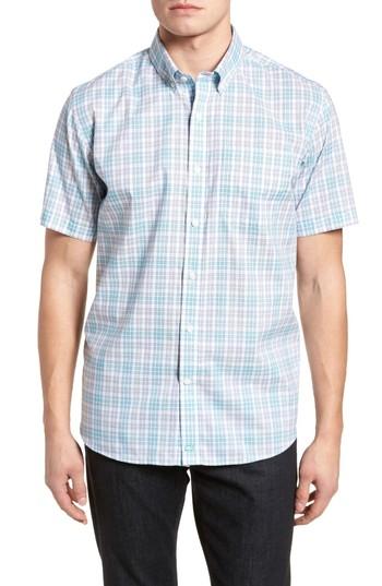 Men's Cutter & Buck Isaac Plaid Easy Care Woven Shirt - Green