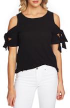 Women's Cece Cold Shoulder Double Tie Knit Top - Black