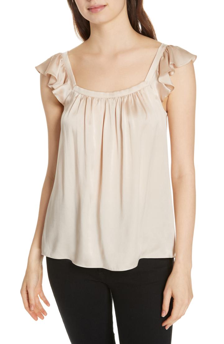 Women's Rebecca Taylor Charm Ruffle Detail Silk Blouse - Ivory