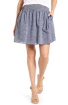 Petite Women's Caslon Smocked Cotton Skirt, Size P - Blue