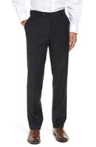 Men's Berle Flat Front Stretch Solid Wool Trousers - Blue