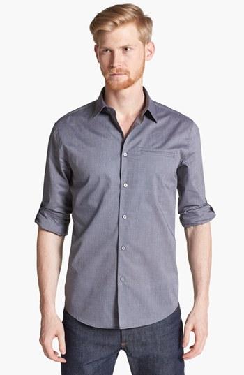 Men's John Varvatos Collection Slim Fit Cotton Woven Shirt - Metallic