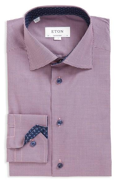 Men's Eton Contemporary Fit Check Dress Shirt .5 - Red