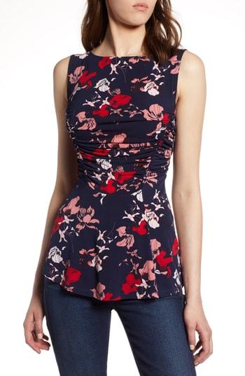 Women's Halogen Shirred Detail Sleeveless Blouse - Blue
