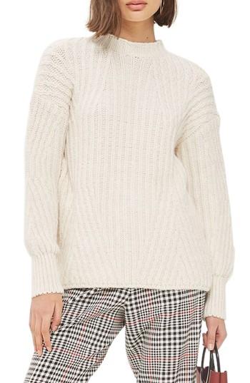 Women's Topshop Deflected Rib Sweater Us (fits Like 2-4) - Ivory