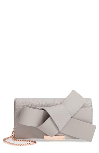 Women's Ted Baker London Giant Knot Matinee Wallet On A Chain - Grey
