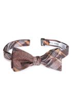 Men's Calibrate College Plaid Silk Blend Bow Tie, Size - Orange