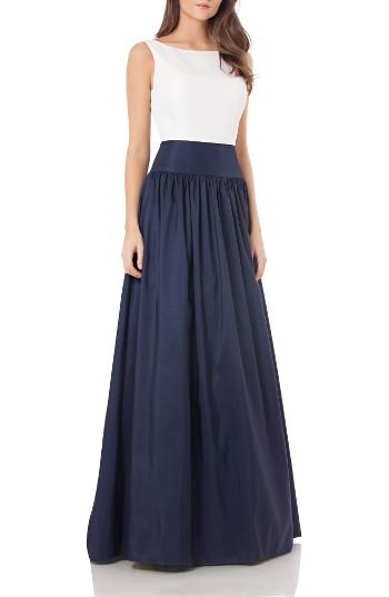 Women's Carmen Marc Valvo Infusion Taffeta Gown - Blue