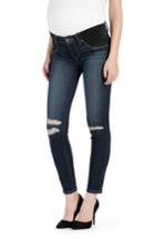 Women's Paige Transcend - Verdugo Ripped Ankle Ultra Skinny Maternity Jeans - Blue