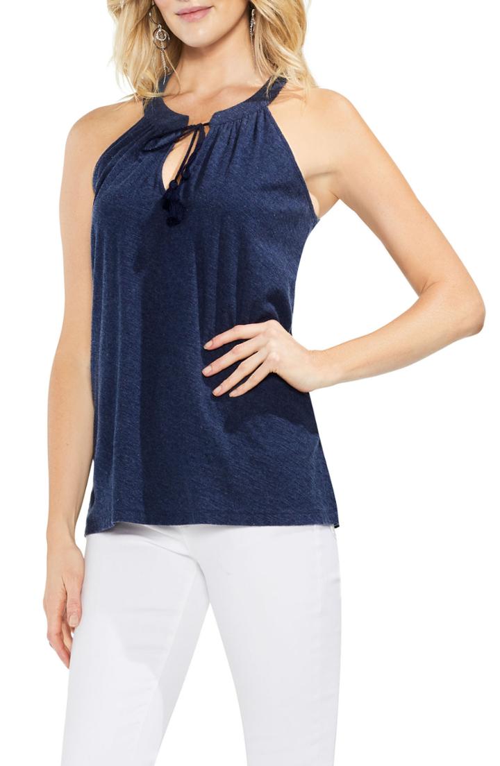 Women's Vince Camuto Tassel Neck Halter Cotton Top