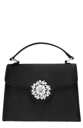 Nina Imitation Pearl Ornament Lady Bag - Black