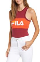 Women's Fila Riley Logo Tank Bodysuit - Burgundy