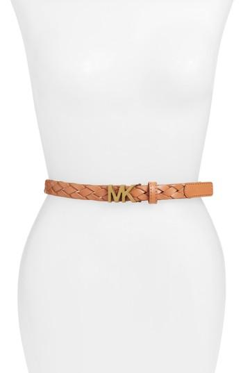 Women's Michael Michael Kors Braided Leather Belt - Acorn