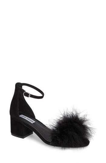 Women's Steve Madden Imelda Marabou Sandal M - Black
