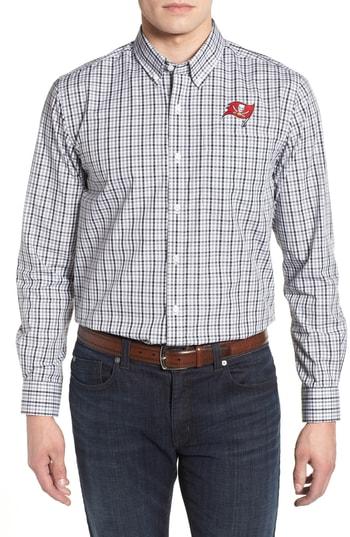 Men's Cutter & Buck Tampa Bay Buccaneers - Gilman Regular Fit Plaid Sport Shirt - Black