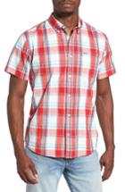 Men's Rvca Plaid Short Sleeve Sport Shirt - Red