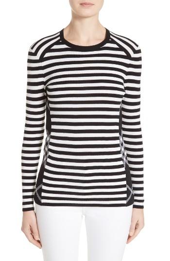 Women's Burberry Belice Stripe Merino Wool Sweater