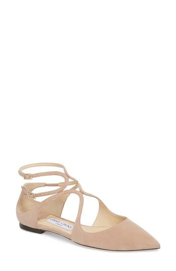 Women's Jimmy Choo Lancer Ankle Strap Flat Us / 34eu - Pink