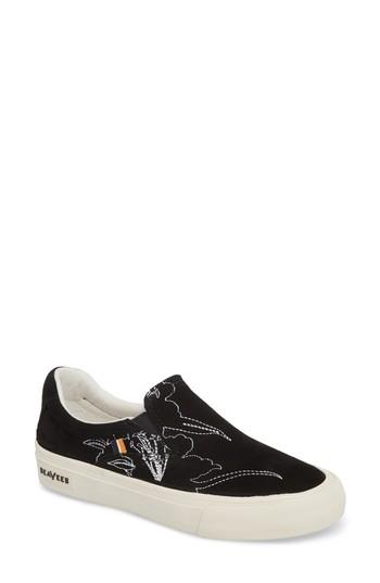 Women's Seevees Hawthorne Embroidered Slip-on M - Black