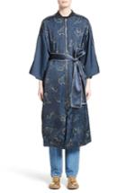 Women's Opening Ceremony Reversible Silk Kimono Robe - Blue