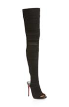 Women's Christian Louboutin Cheminetta Over The Knee Sock Sandal .5us / 36.5eu - Black